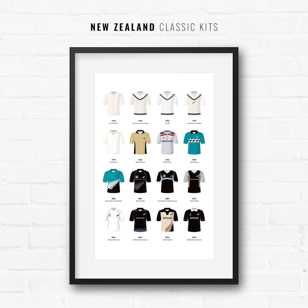 New Zealand Classic Kits Cricket Team Print