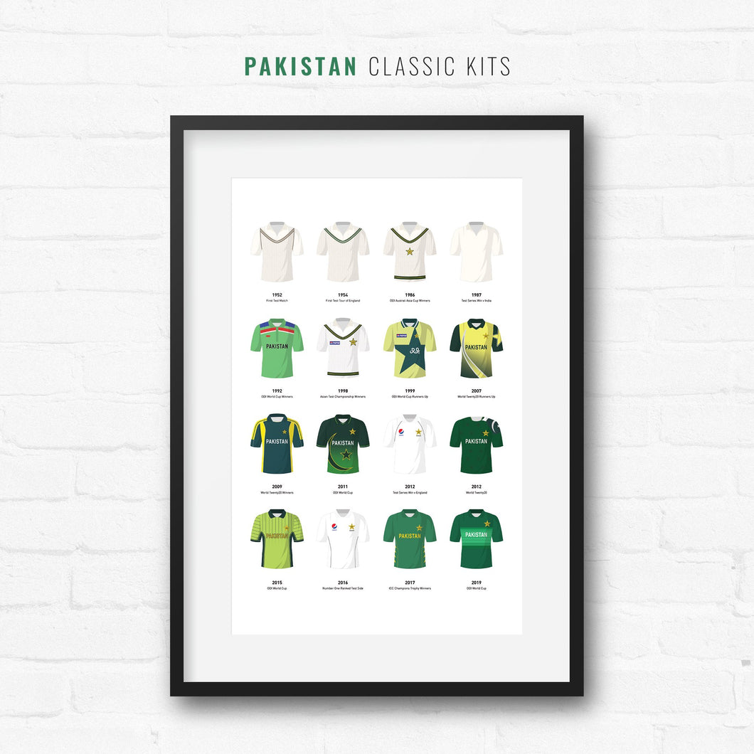 Pakistan Classic Kits Cricket Team Print