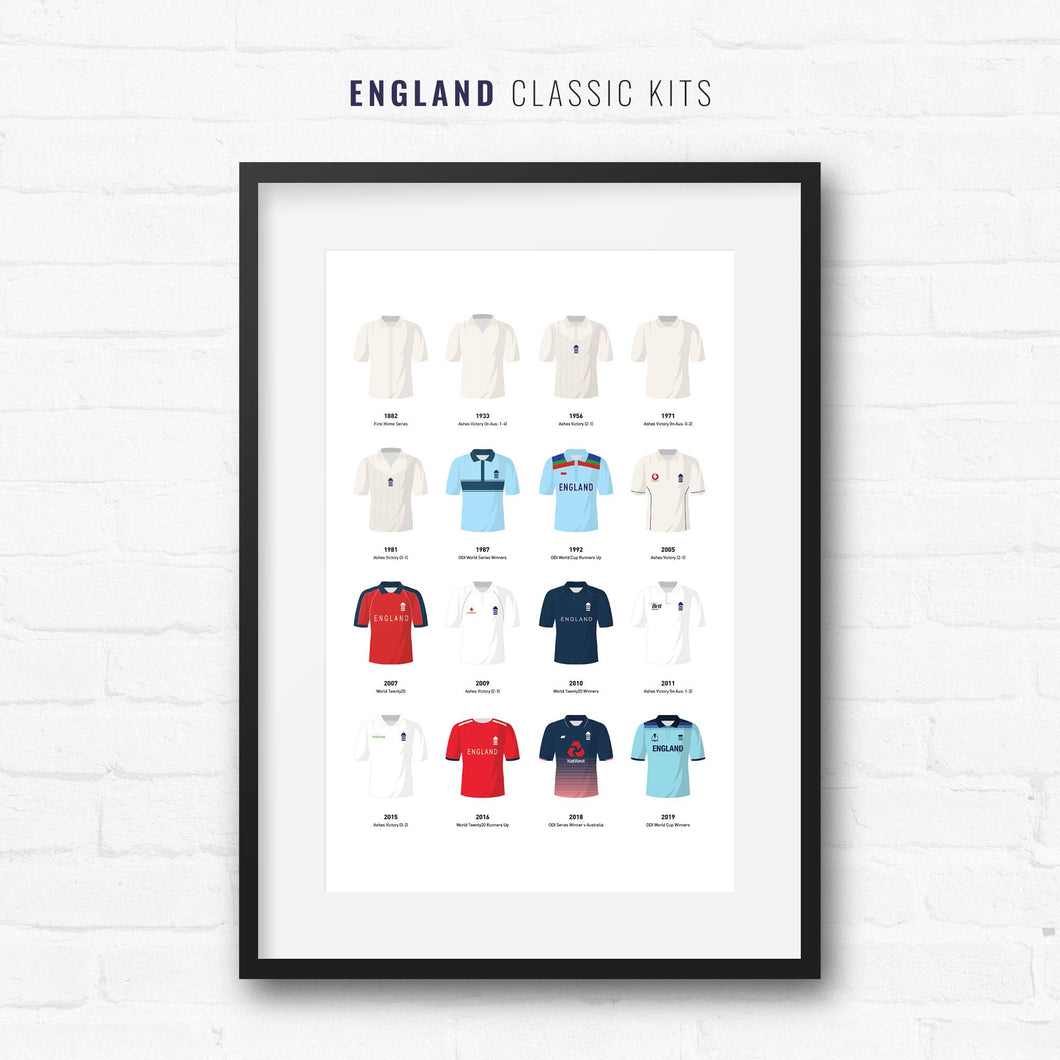 England Classic Kits Cricket Team Print
